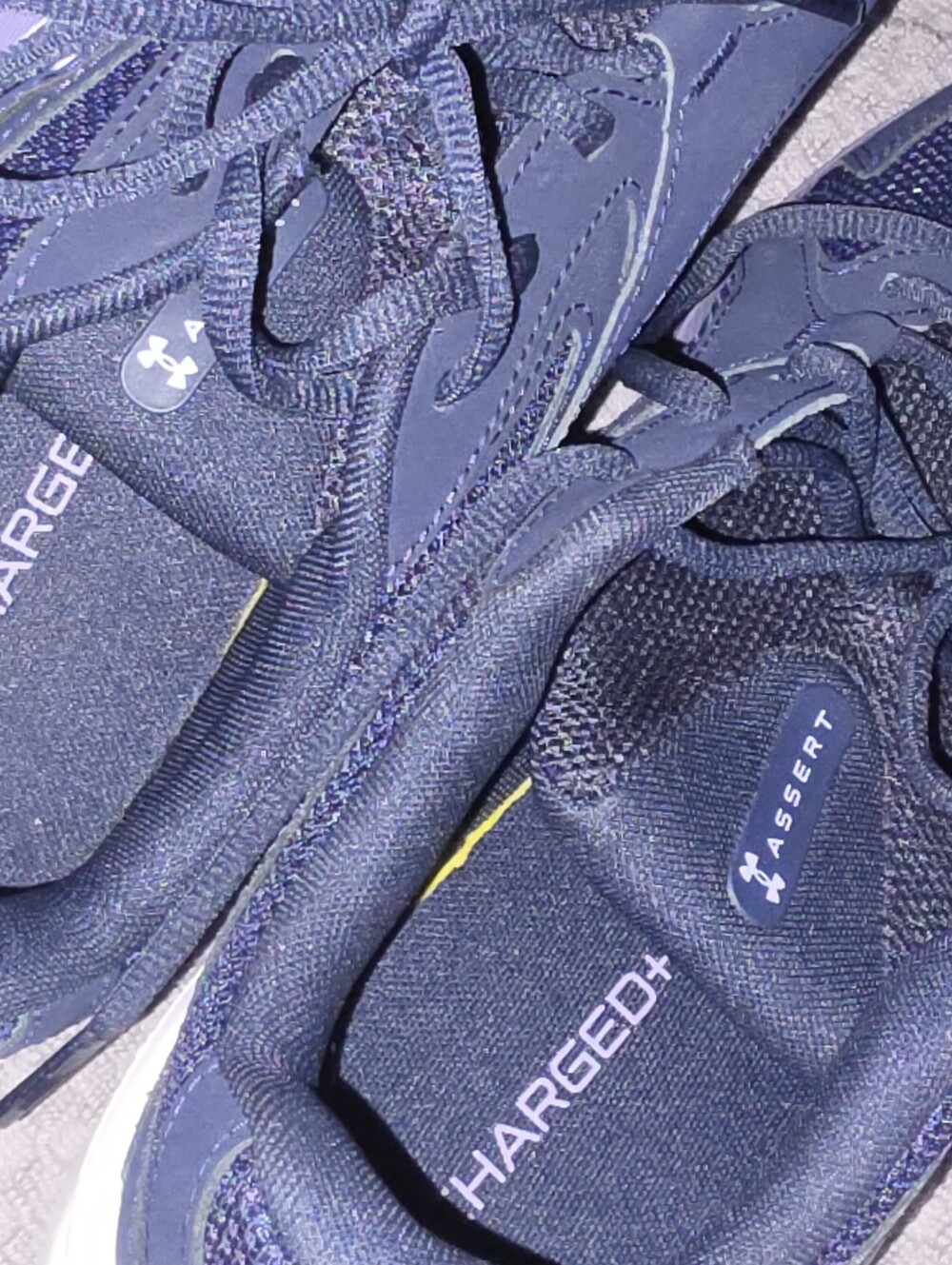 Under Armour Assert Charged+ Running Shoes - Navy Blue with Yellow Accent